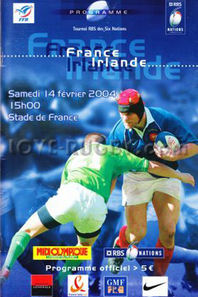 2004 France v Ireland  Rugby Programme