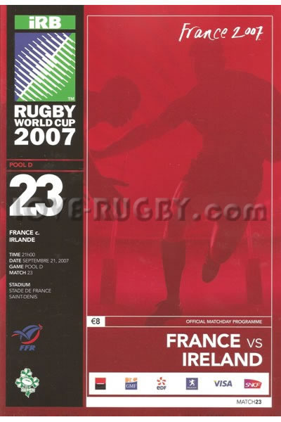 2007 France v Ireland  Rugby Programme