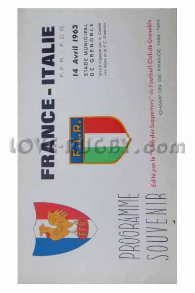 1963 France v Italy  Rugby Programme