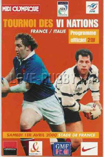 2000 France v Italy  Rugby Programme