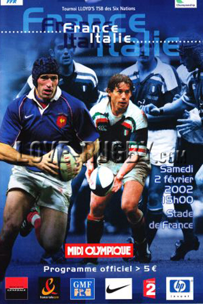 2002 France v Italy  Rugby Programme