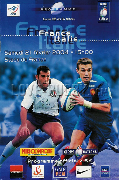 2004 France v Italy  Rugby Programme