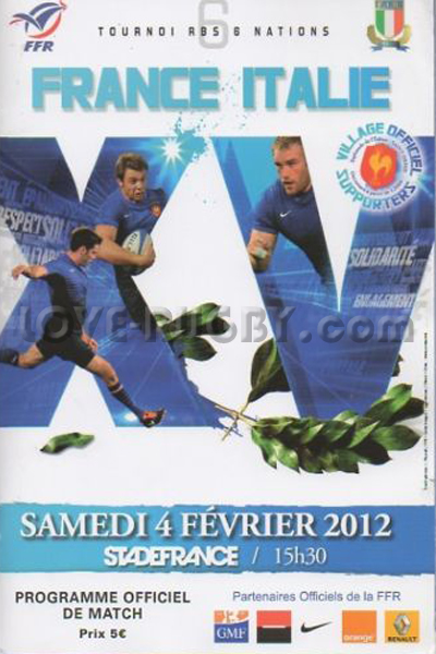 2012 France v Italy  Rugby Programme