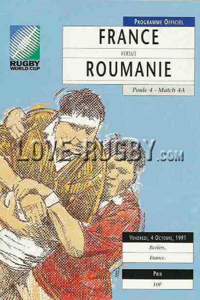 1991 France v Romania  Rugby Programme