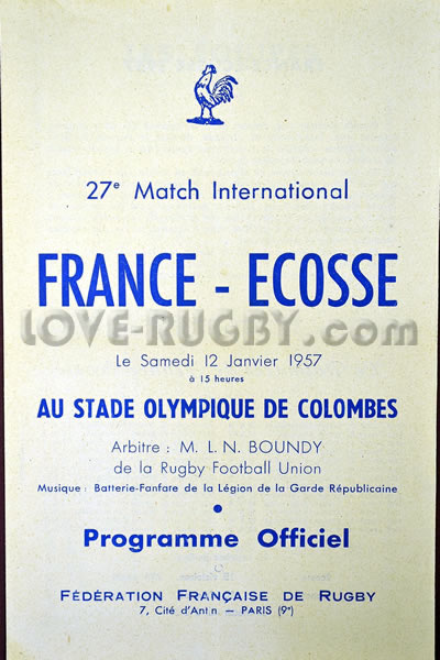 1957 France v Scotland  Rugby Programme