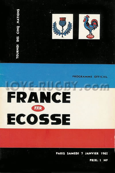 1961 France v Scotland  Rugby Programme