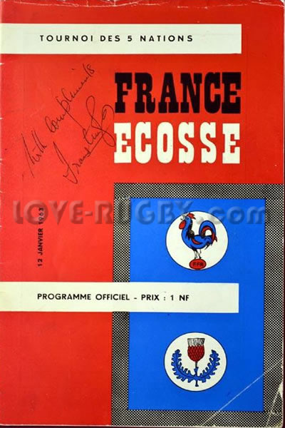 1963 France v Scotland  Rugby Programme