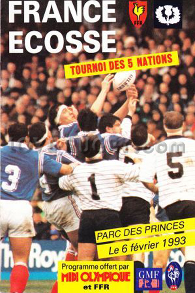 1993 France v Scotland  Rugby Programme