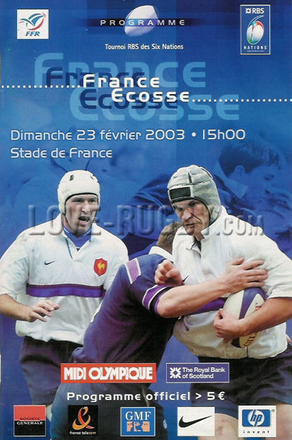 2003 France v Scotland  Rugby Programme