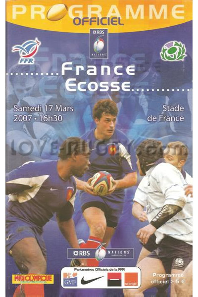 2007 France v Scotland  Rugby Programme