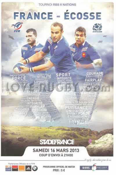 2013 France v Scotland  Rugby Programme