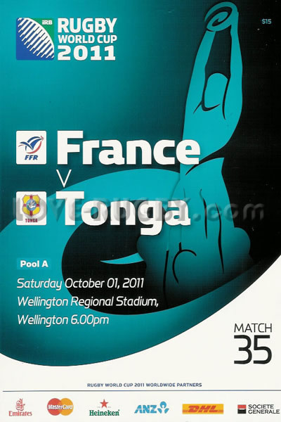 2011 France v Tonga  Rugby Programme