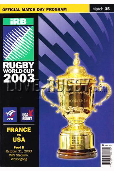 2003 France v USA  Rugby Programme