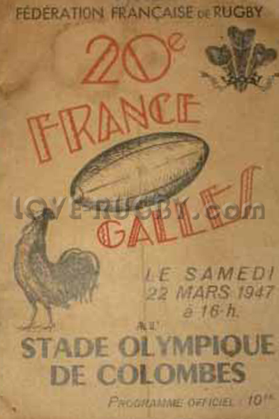 1947 France v Wales  Rugby Programme