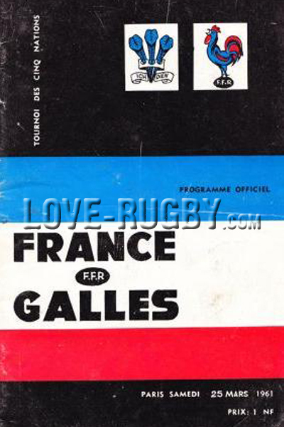 1961 France v Wales  Rugby Programme