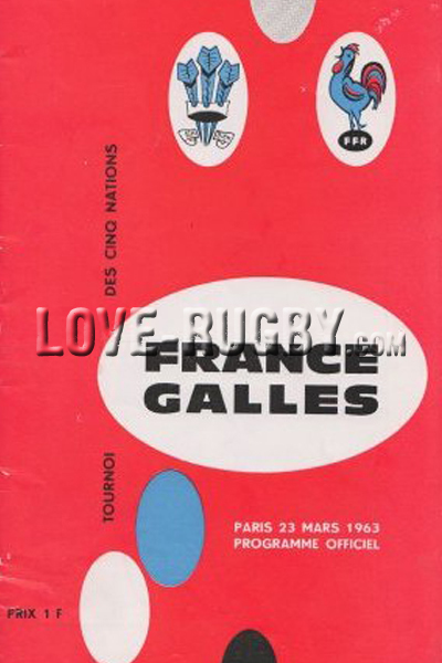 1963 France v Wales  Rugby Programme