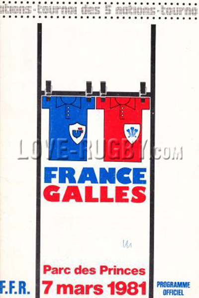 1981 France v Wales  Rugby Programme