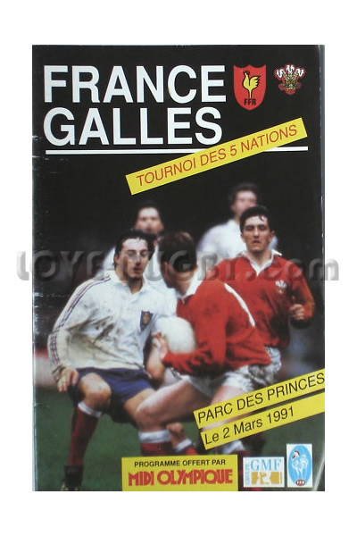 1991 France v Wales  Rugby Programme