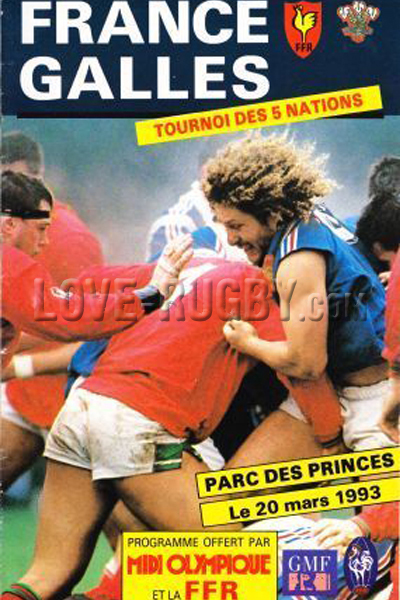1993 France v Wales  Rugby Programme