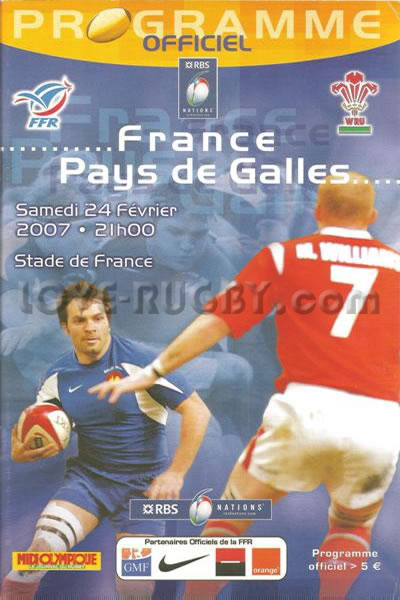 2007 France v Wales  Rugby Programme