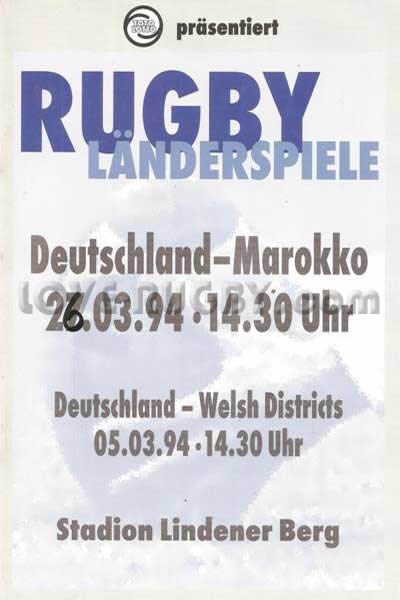 1994 Germany v Morocco  Rugby Programme