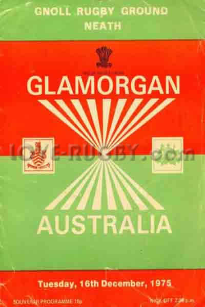 1975 Glamorgan v Australia  Rugby Programme
