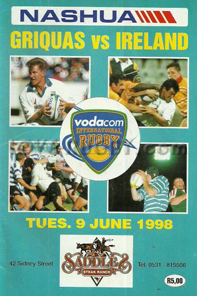 1998 Griquas v Ireland  Rugby Programme