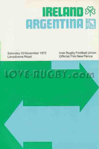1973 Ireland v Argentina  Rugby Programme