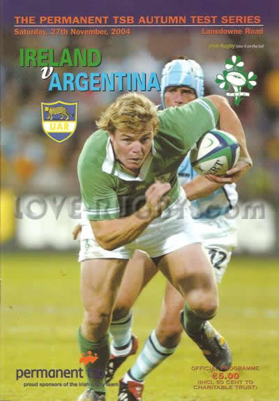 2004 Ireland v Argentina  Rugby Programme