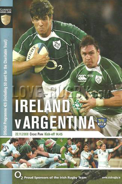 2008 Ireland v Argentina  Rugby Programme