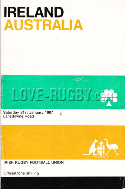 1967 Ireland v Australia  Rugby Programme