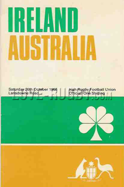 1968 Ireland v Australia  Rugby Programme