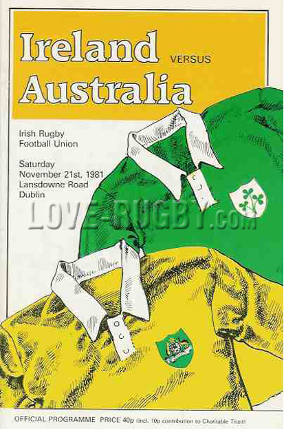 1981 Ireland v Australia  Rugby Programme