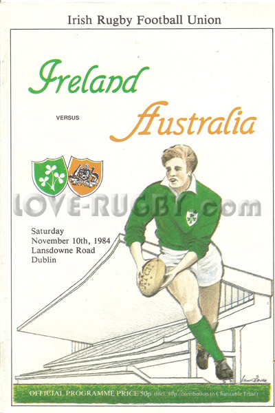 1984 Ireland v Australia  Rugby Programme
