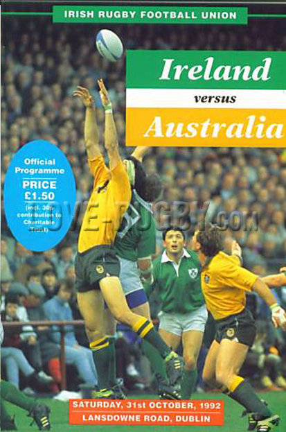 1992 Ireland v Australia  Rugby Programme