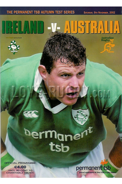 2002 Ireland v Australia  Rugby Programme