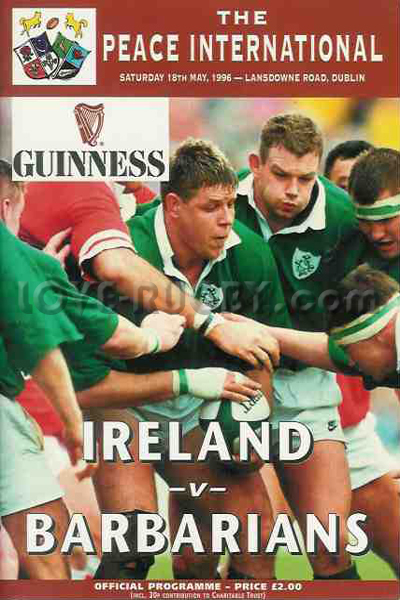 1996 Ireland v Barbarians  Rugby Programme