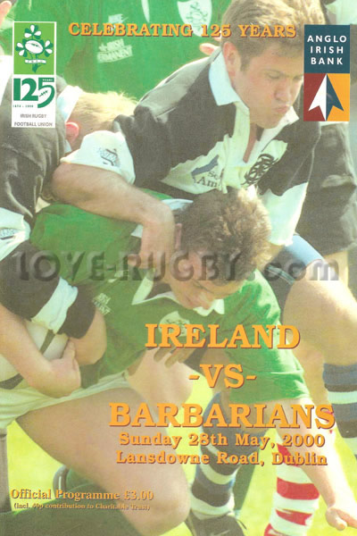 2000 Ireland v Barbarians  Rugby Programme
