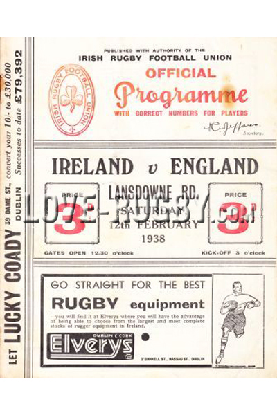 Ireland England 1938 memorabilia