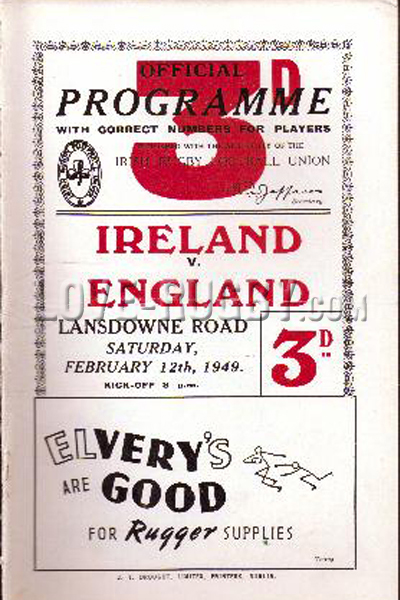 Ireland England 1949 memorabilia