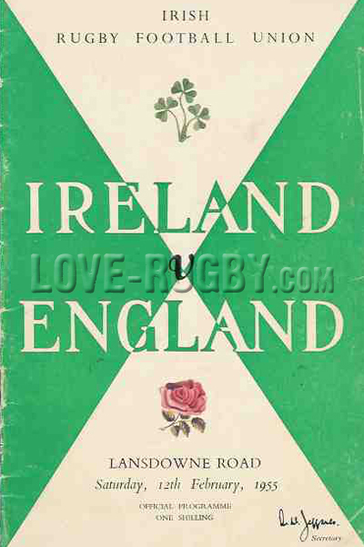 1955 Ireland v England  Rugby Programme