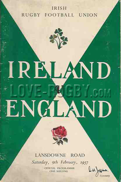 1957 Ireland v England  Rugby Programme