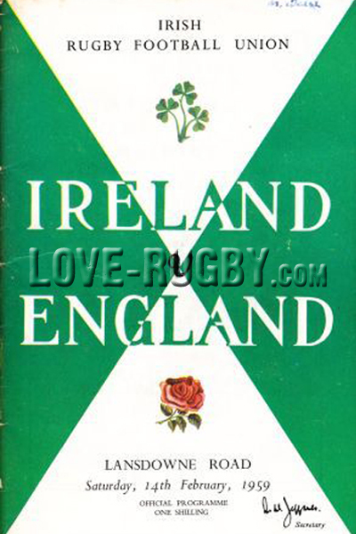 1959 Ireland v England  Rugby Programme