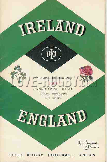 1961 Ireland v England  Rugby Programme