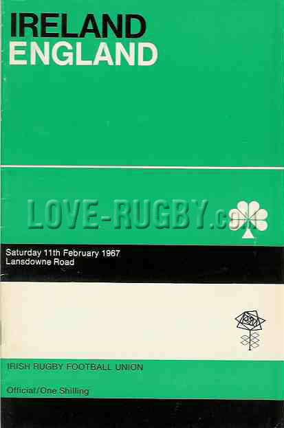 1967 Ireland v England  Rugby Programme