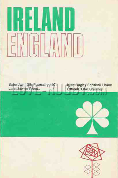 1971 Ireland v England  Rugby Programme