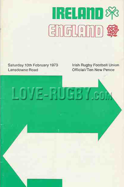 1973 Ireland v England  Rugby Programme