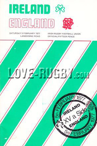 1977 Ireland v England  Rugby Programme