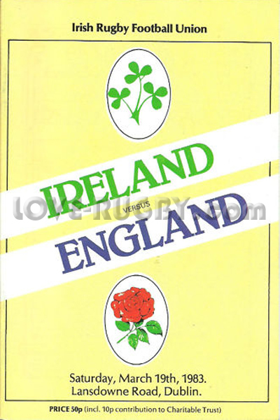 1983 Ireland v England  Rugby Programme