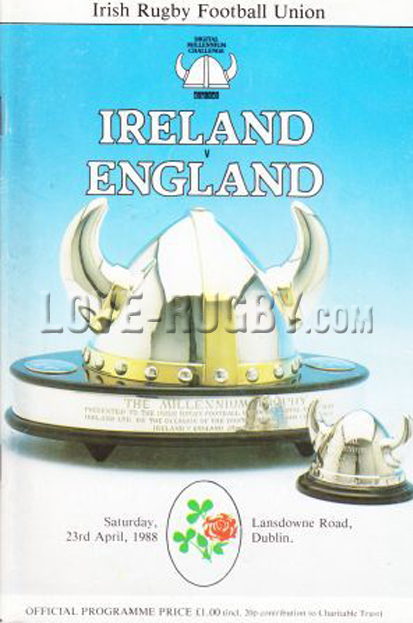 1988 Ireland v England  Rugby Programme